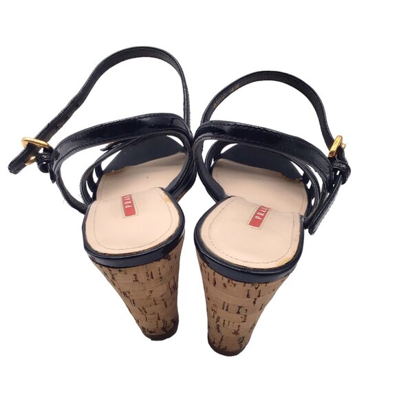 Prada Black Wedge Sandals with Glossy Straps - Picture 6 of 7